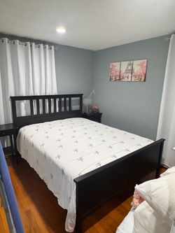 Queen Bed Frame + 2 IKEA HEMNES Nightstands – Good Condition