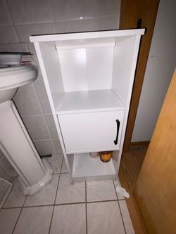 Mainstays Ardent 3 Tier Storage Tower with Door and Open Shelves in White