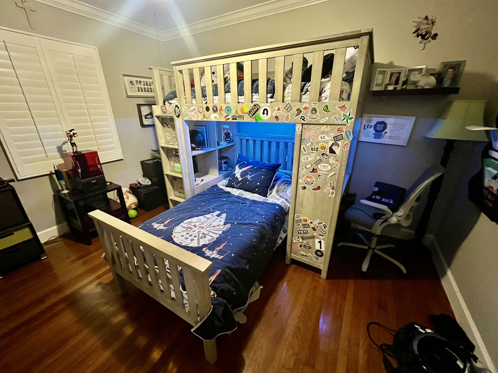 Pottery Barn Elliott Loft System and Bunk Bed Set With Desk (brushed Fog) 