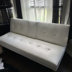 White Leather Futon Couch
