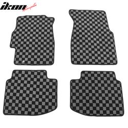 Fits 96-00 Honda Civic Floor Mats Non-Slip Carpets Checkered Black Gray Plaid