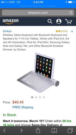 Bluetooth tablet keyboard with speakers