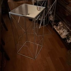 Two Silver End Tables 
