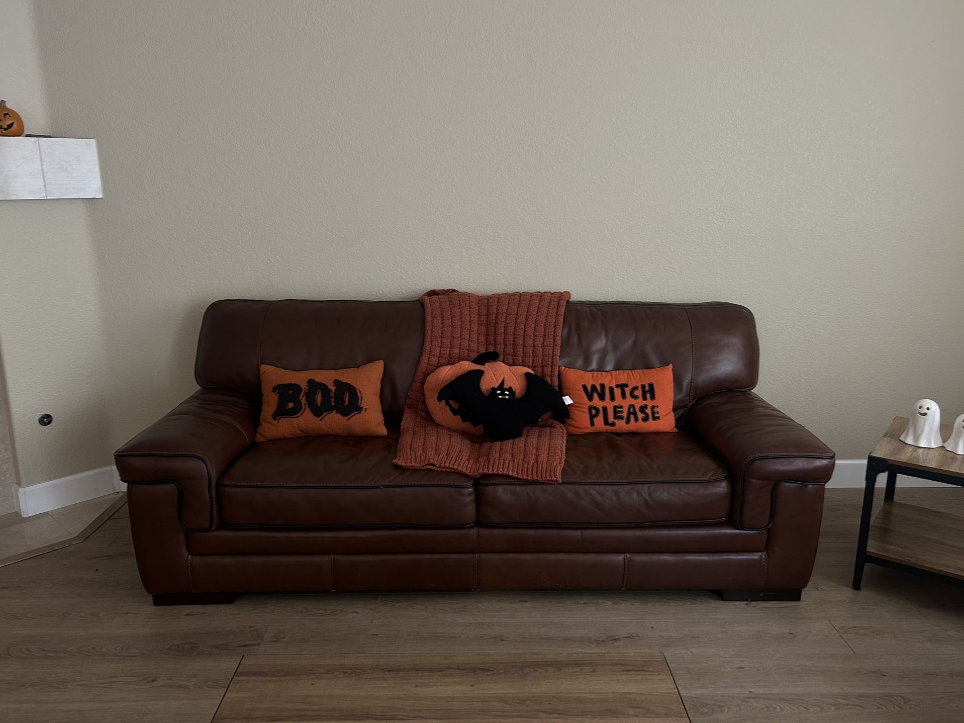 Brown Leather Sofa, Loveseat & Chair Set