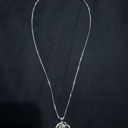 925 stamped sterling silver necklace / Green Round CZ