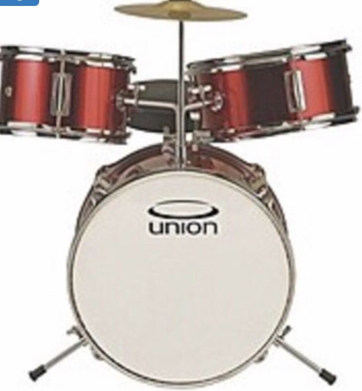 Uniondrums 3 Piece Toy Drum Set. Metallic Red