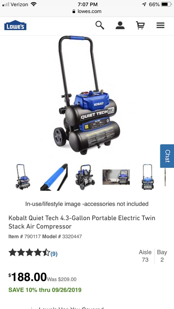 Kobalt 4.3 gallon air compressor new condition for Sale in Apple Valley