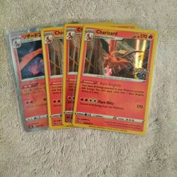 Pokemon TCG Lot Of Charizard 3 Pokemon Go And One Japanese Pack Fresh Mint Condition 