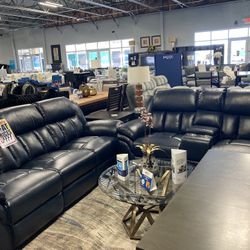 Blue Leather Sofa Loveseat 💙⭐️ $1,899