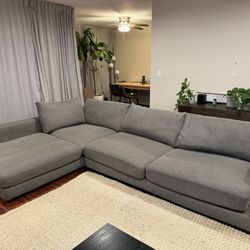 Lindsey Grey 127" 2 Piece Sectional with Left Arm Facing Chaise