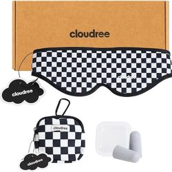 Cloudree Sleep Mask for Sleeping, Light Blocking Eye Mask with 3D Contoured Nose Design, No Pressure Sleep Mask for Side Sleepers, Travel & Airplane E