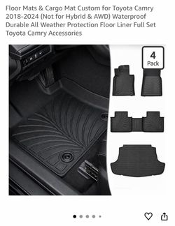 Floor Mats & Cargo Mat Custom for Toyota Camry 2018-2024 (Not for Hybrid & AWD) Waterproof Durable All Weather Protection Floor Liner Full Set Toyota 
