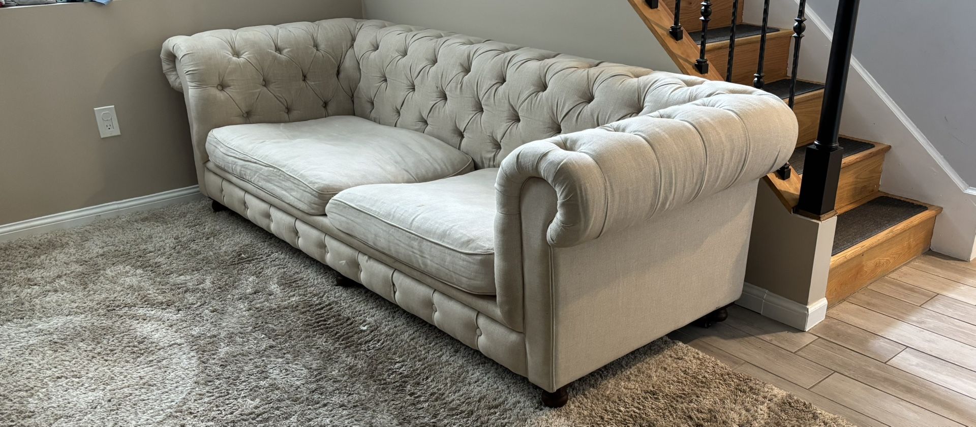 Restoration Hardware Chesterfield Sofa – Beige – Fair Condition