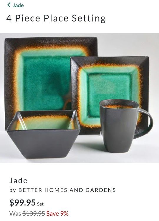 Jade Set Plates Bowls Cups