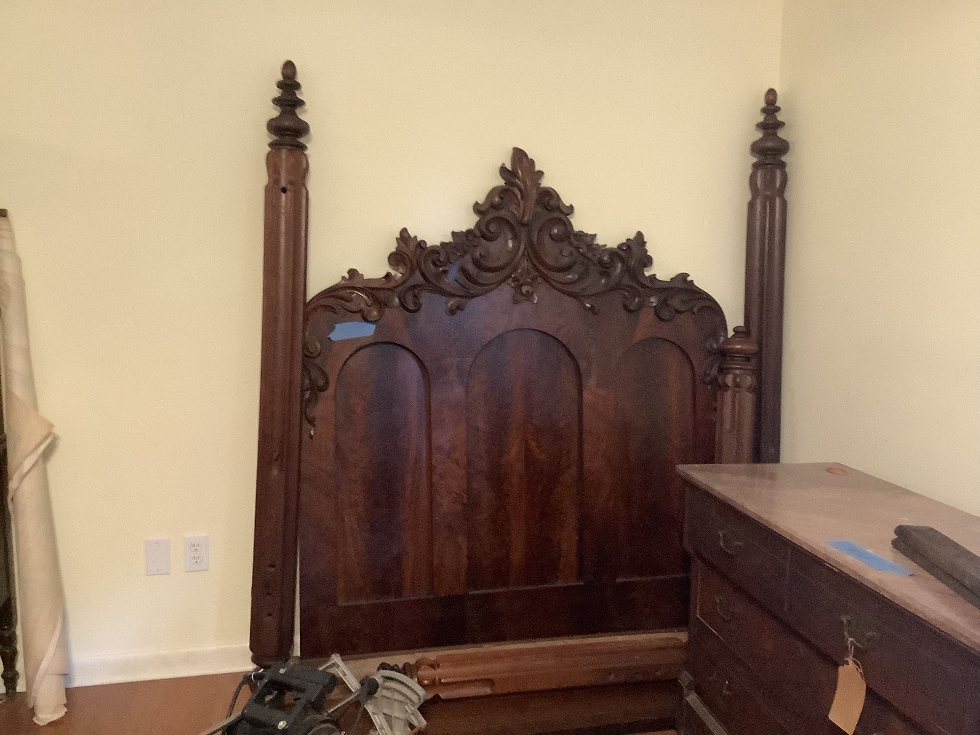 Large Antique Bed. Rosewood And Walnut?
