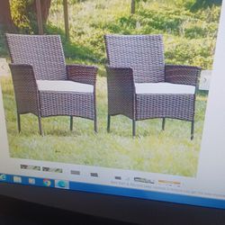 New In Box HW67786 2 Pieces Rattan Arm Dining Chair Cushioned Sofa Furniture Patio

