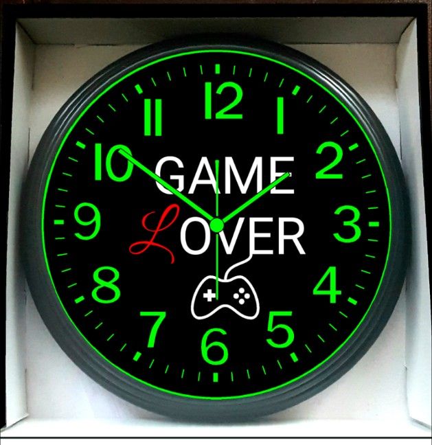 Gaming Game Over Glow In The Dark Wall Clock New!