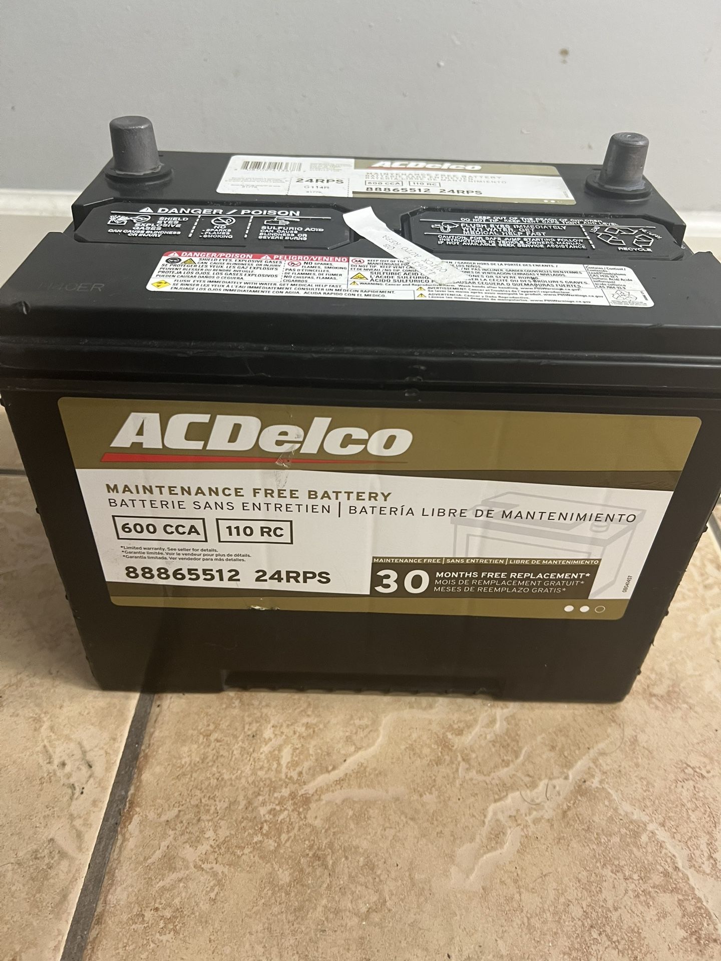 🔋 New ACDelco 24R Car Battery – 30-Month Warranty – $125 Firm