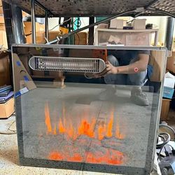 Electric Fireplace Insert with Stove Heater for TV Stand,LED Realistic Flame,Recessed Mounted Firepl