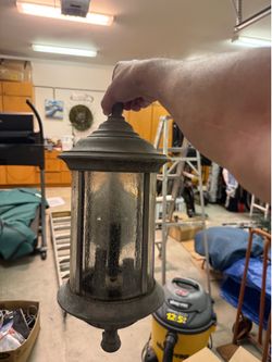 6 Exterior lamps. Might need a little paint. 4 large 3 smaller.