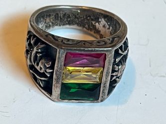 rasta lion of judah ring 925 sterling silver Reggae marijuana rampant shield sz6