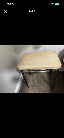 Small Wood Top Side Table with Metal Legs