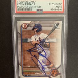 Kevin Parada Signed Autographed Bowman 1st First PSA COA