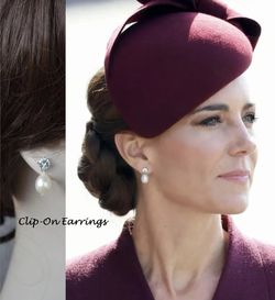 Clip On Pearl Drop Earrings