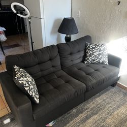 Couch With 2 Decorative Pillows 