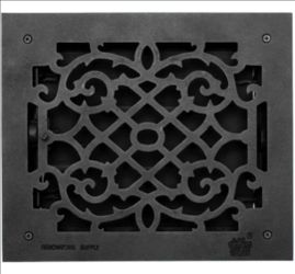 Brand New Victorian Cast Aluminum Floor Register – 10" x 12" – Black
