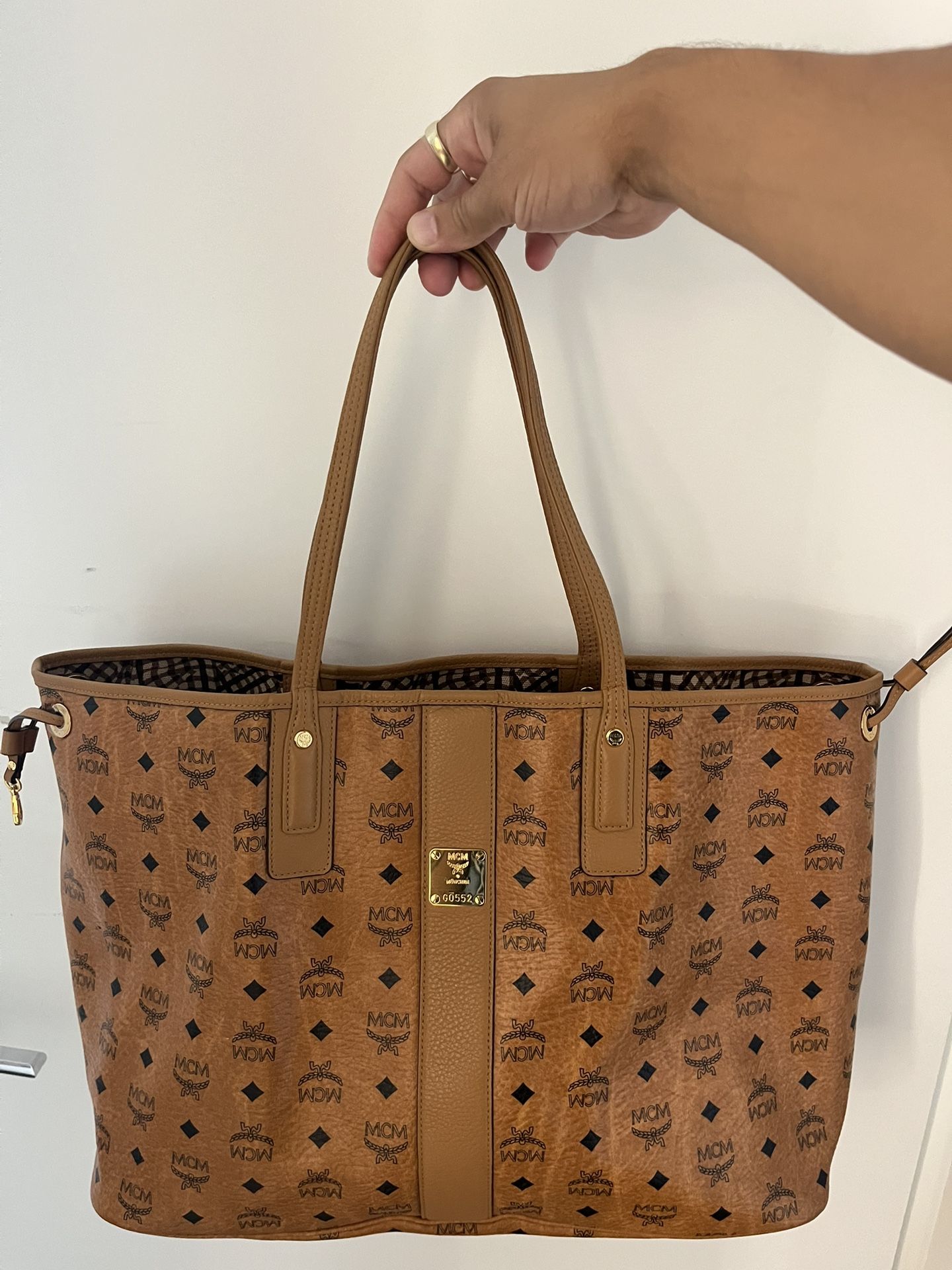 Mcm Leather Canvas Liz Reversible Tote Bag