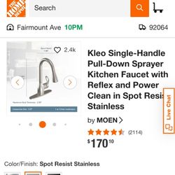 BRAND NEW Moen KLEO Kitchen Faucet Single-Handle Pull-Down Sprayer with Reflex and Power Clean, Spot Resist Stainless
Finish
