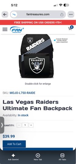Las Vegas Raiders Backpack “New”