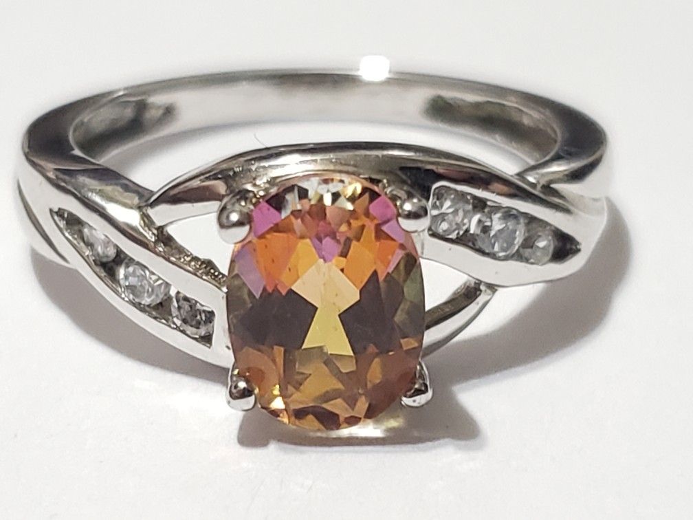 Sterling Silver Orange Topaz Ring