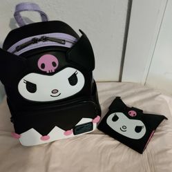 Loungefly NWT Kuromi Mini Backpack And Wallet Set  + Keychain 