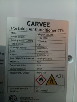 Garvee CF8 Portable Air Conditioner 8000 BTU