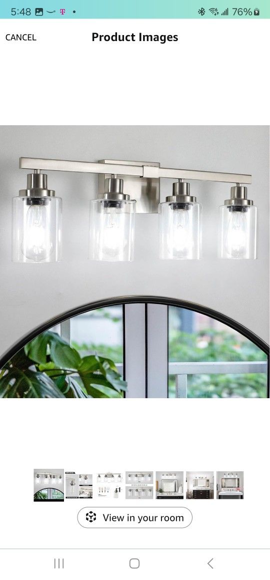 Bathroom Vanity Light, 4-Light Nickel