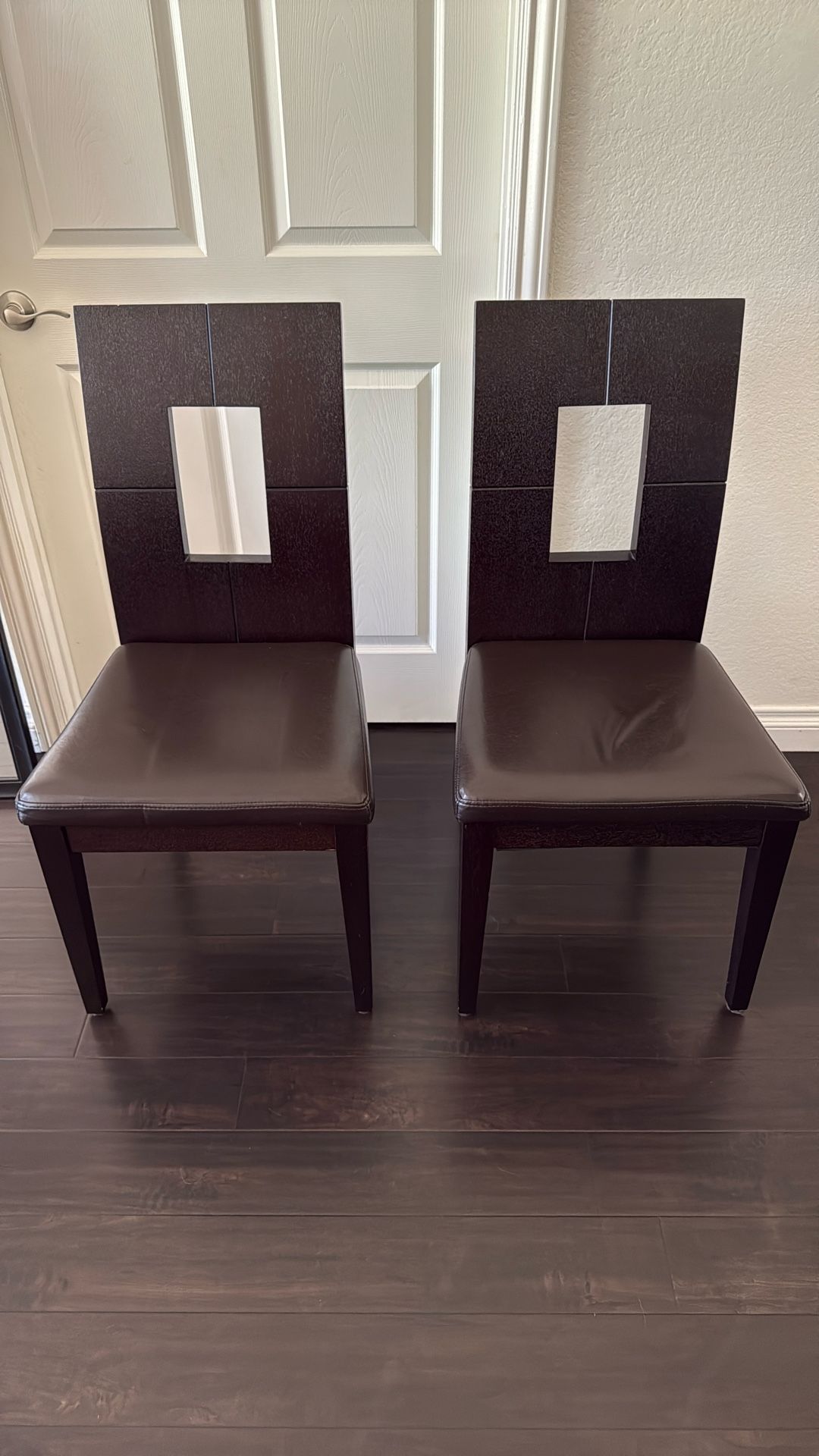 2 Brown Dining Room Table Chairs
