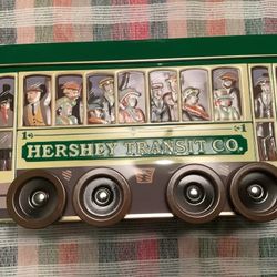Vintage Hershey Transit Co #3 Trolly Car Candy Cookie Tin Rolling Wheels 2002   