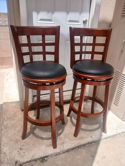 set of 2  Swivel Counter Stool, Solid Wood, Faux Leather