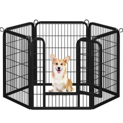 Dog Playpen Outdoor, 32 inch 6 Panels Dog Pen Indoor Heavy Duty Puppy Exercise Pen Metal Pet Fence for RV Camping/Yard/Garden