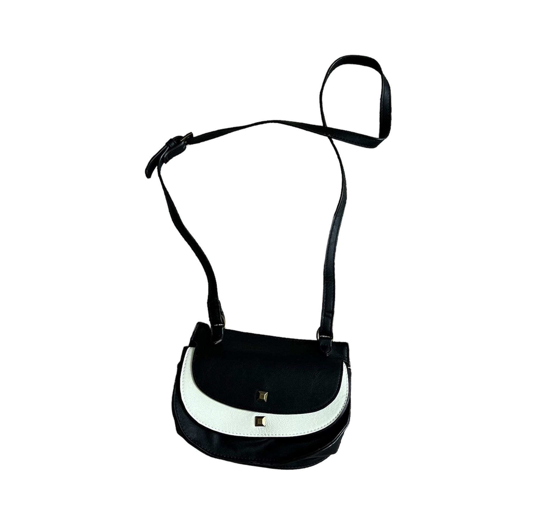 Madden Girl Crossbody Vintage Leather Black & White