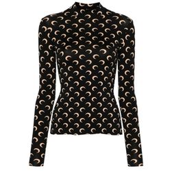 Marine Serre Iconics Second Skin Turtleneck Moon Top, Sz Small, Brown and Beige