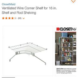 Closetmaid Wire Corner Shelf 16" Kit

