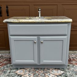 Bathroom Vanity - 37” Width Granite Counter Top with new faucet