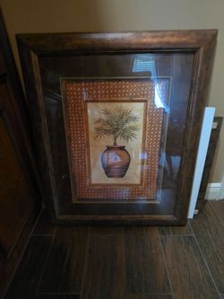 Large Framed Tropical Palm Wall Art