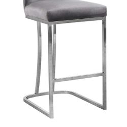 Chrome And Velvet Bar/counter Stools 