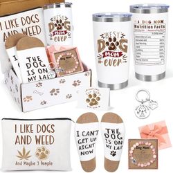Dog Lover Gift Tumbler Socks Canvas Bag Keychain Card Straw Bracelet w Paws