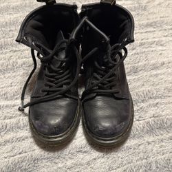 Kids Black Laced Dr. Martens Boots 13y