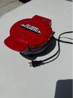 My Hero Academia Round Non-Stick Waffle Maker, Indicator Lights, Red/Green